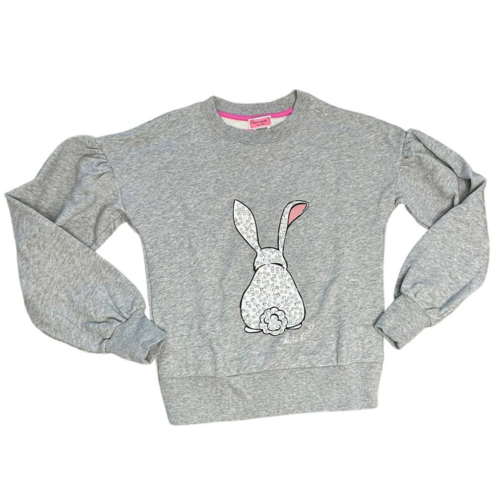 Kate Spade Embellished Bunny Casual Sweatshirt Medium in Grey Melan